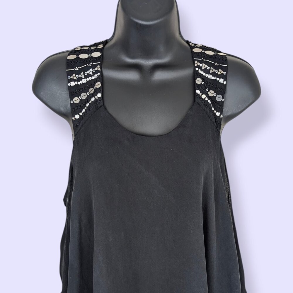 BCBGMaxAzria Silk Sequin Layered Halter Top - Picture 3 of 8